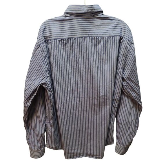 H&M Mens Button Up Shirt Gray/Blue Size XL 100% Cotton Long Sleeve Collar - Picture 2 of 12